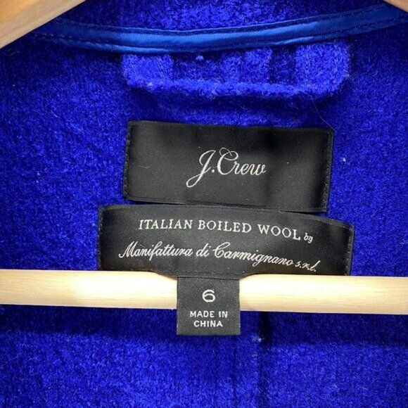 J. Crew Coat Women 6 Blue Collared Wool Button Up Long Sleeve Pockets Casual - Picture 5 of 9
